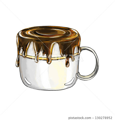 Isolated mug overflowing with chocolate cartoon illustration Isolated mug overflowing with chocolate cartoon illustration 130278952