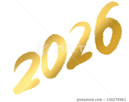Gold 2026 number design, New Year's card material 130278961