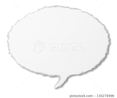 White cardboard cut into an oval speech bubble shape White cardboard cut into an oval speech bubble shape 130278996