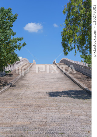 The stone bridge leading to the blue sky in Guangfulin, Shanghai The stone bridge leading to the blue sky in Guangfulin, Shanghai 130279302