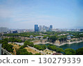 大阪城、大阪市、大阪城全景（從大阪歷史博物館向東北看，大致可見全景）（夏季） 130279339