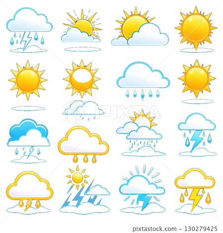Cute weather cloud and sun collection 130279425