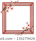 櫻花和梅花方形框架 130279426