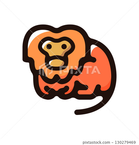 金獅狨猴插畫圖示（猴子、亞馬遜、動物素材） 130279469