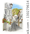 Landscape of Mijas, Spain (watercolor) 130279614