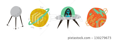Outer Space and Universe Exploration Object and Element Vector Set Outer Space and Universe Exploration Object and Element Vector Set 130279673