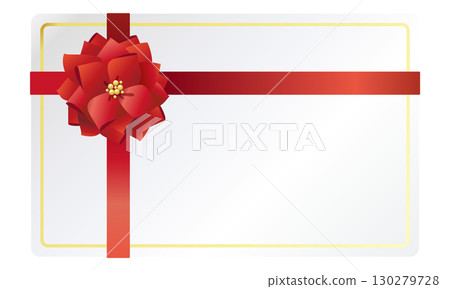 Illustration of a gift card with a red ribbon 130279728