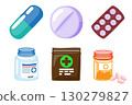 Set of medicine and drug cartoon illustration . Vector . 130279827