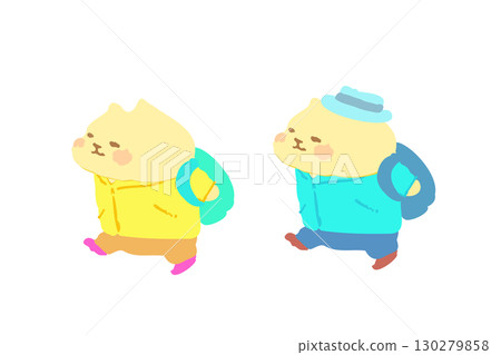 可愛的貓咪享受健行-手繪插圖 130279858