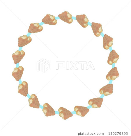 Illustration of a circular decorative frame of cornet bread 130279893