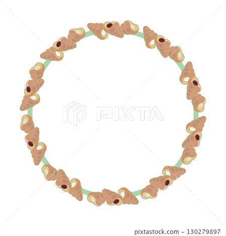 Illustration of a circular decorative frame of cornet bread Illustration of a circular decorative frame of cornet bread 130279897