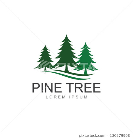 pine tree creative abstract logo. logo for badge  business  christmas  brand and product symbol icon 130279908