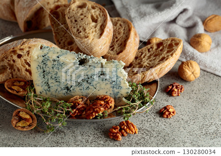 Gorgonzola with ciabatta, walnuts, and thyme. Gorgonzola with ciabatta, walnuts, and thyme. 130280034