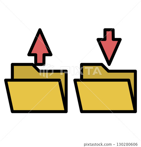 Folder upload and download icons Folder upload and download icons 130280606