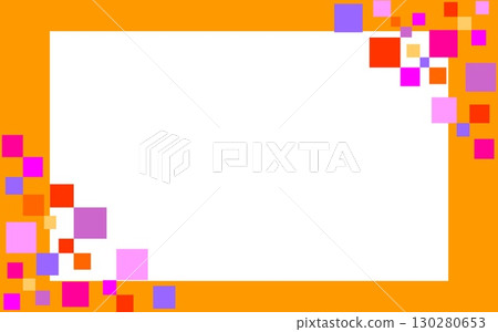Geometric pattern frame, white space, square, orange 130280653