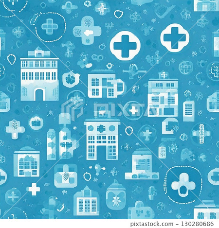 平面設計、醫療圖示素材背景 130280686