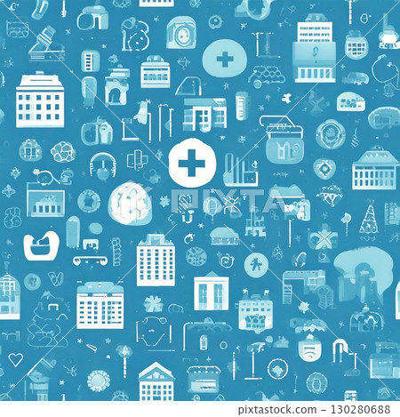 簡單而現代的醫院和醫療圖標背景 130280688
