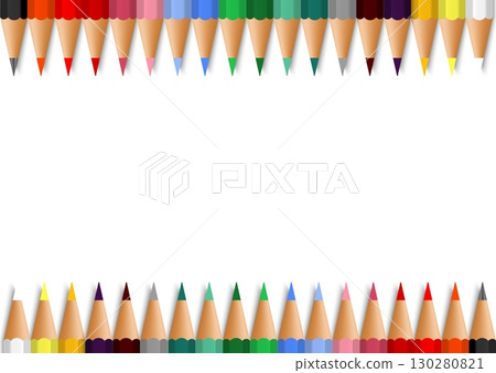 Colorful pencil frame on white background. Vector illustration for school, children s design, education, or creative decoration. 130280821