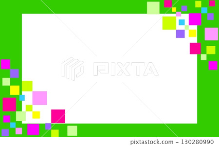 Geometric pattern frame, white space, square, green 130280990