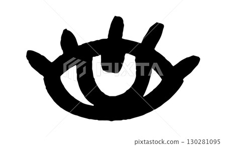 Hand drawn eye in simple doodle style . Open black eye doodle with bold lines. 130281095