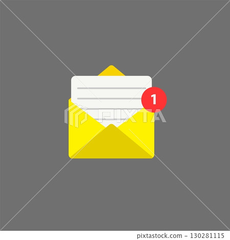 New mail notification icon with envelope and alert bubble. Flat or 3D vector illustration for email, message, newsletter, contact, or web communication 130281115