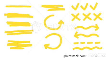 Yellow highlight marker strokes Yellow highlight marker strokes 130281116