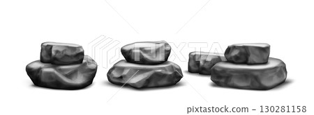Black stone podium rock formations Black stone podium rock formations 130281158
