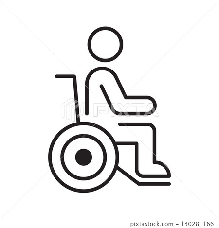 Disabled man in wheelchair icon, isolated on white. 130281166