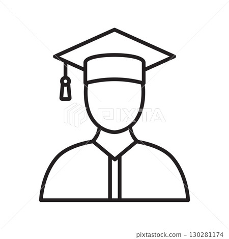 Graduate Student icon. Symbol of Education and Academic Success. 130281174