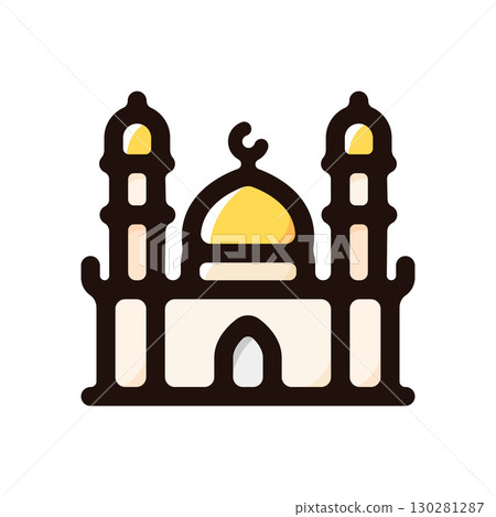 清真寺插圖圖標（建築、中東、伊斯蘭文化材料） 130281287