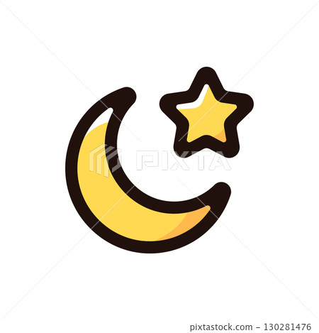 Star and crescent moon illustration icon (faith, Middle East, Islamic culture material) 130281476