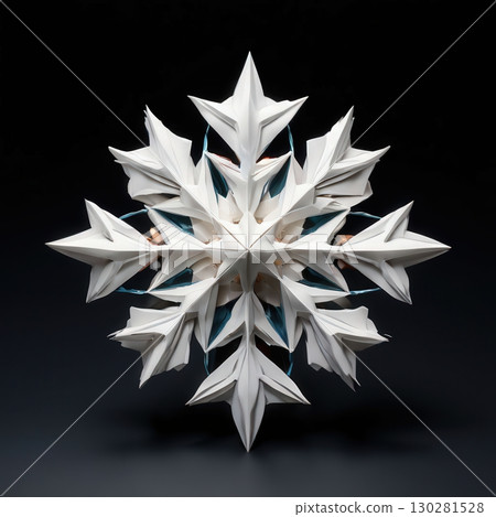 an AI Image Generator, Intricate Origami Snowflake With Blue and White Layers an AI Image Generator, Intricate Origami Snowflake With Blue and White Layers 130281528