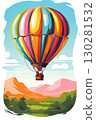 an AI Image Generator, Colorful Hot Air Balloon Floating Above a Scenic Landscape at Sunrise 130281532