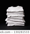 an AI Image Generator, Stack of Folded White Shirts Displayed o 130281533