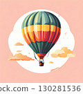 an AI Image Generator, Colorful Hot Air Balloon Floating Above a Scenic Landscape at Sunrise 130281536