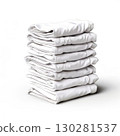 an AI Image Generator, Stack of Folded White Shirts Displayed o 130281537