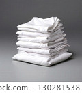an AI Image Generator, Stack of Folded White Shirts Displayed o 130281538