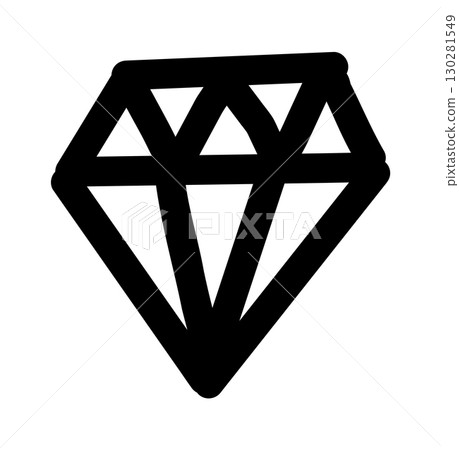 Doodle jewel. Vector icon of diamond shape isolated on a white. Hand drawn line illustration Doodle jewel. Vector icon of diamond shape isolated on a white. Hand drawn line illustration 130281549