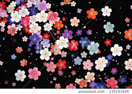 Colorful plum blossom background material 130281698