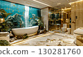 Luxurious Bathroom Design with Underwater View and Elegant Features 130281760