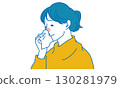 Illustration material of a woman holding her nose with a tissue 130281979