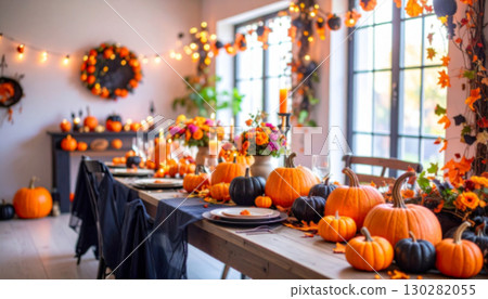 Halloween pumpkin and candles 130282055
