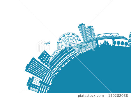 城市景觀剪影插圖。大城市圖像插圖。 城市景觀剪影插圖。大城市圖像插圖。 130282088