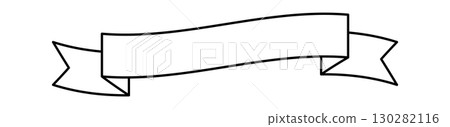 Ribbon Banner Line Art icon. Vector illustration 130282116