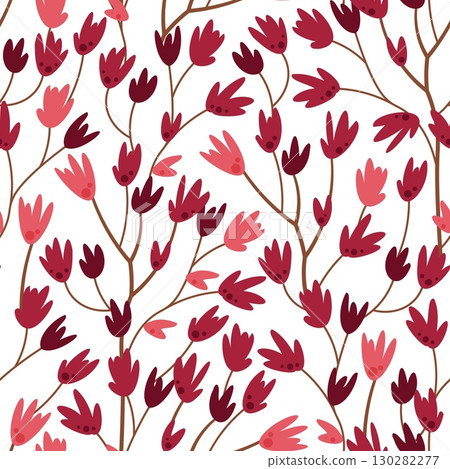 Autumn Twigs with Flowers Seamless Pattern Flat Vector. Botanical Floral Texture for Seasonal Design, Nature Decor, Eco Friendly Branding. Repeat Background for Wallpaper, Textile, Wrapping Paper Autumn Twigs with Flowers Seamless Pattern Flat Vector. Botanical Floral Texture for Seasonal Design, Nature Decor, Eco Friendly Branding. Repeat Background for Wallpaper, Textile, Wrapping Paper 130282277