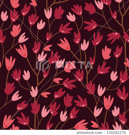 Autumn Twigs with Flowers Seamless Pattern Flat Vector. Botanical Floral Texture for Seasonal Design, Nature Decor, Eco Friendly Branding. Repeat Background for Wallpaper, Textile, Wrapping Paper Autumn Twigs with Flowers Seamless Pattern Flat Vector. Botanical Floral Texture for Seasonal Design, Nature Decor, Eco Friendly Branding. Repeat Background for Wallpaper, Textile, Wrapping Paper 130282278