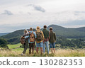 Multigenerational family on hiking trip in nature. 130282353