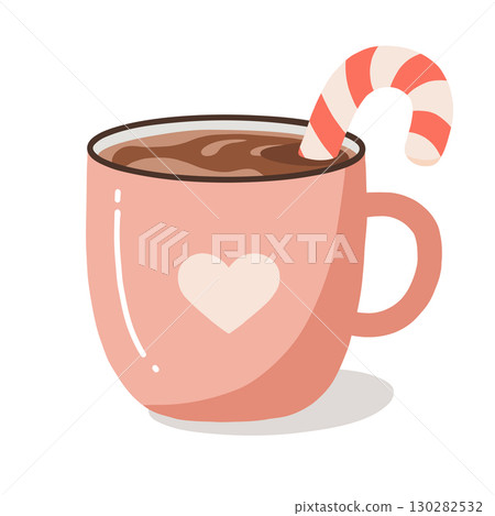 Cozy holiday mug with hot chocolate, perfect cozy drink for a winter morning Cozy holiday mug with hot chocolate, perfect cozy drink for a winter morning 130282532