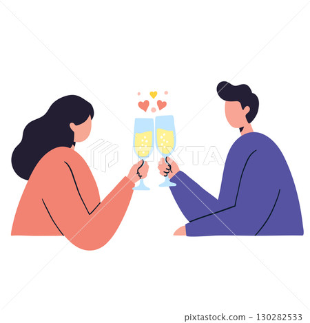 Couple's romantic celebration with champagne, an amazing celebration of love 130282533