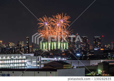 <<Kanagawa Prefecture>> Fireworks Festival in the Cityscape - Ota Ward Peace Memorial Fireworks <<Photographed from Kawasaki City>> 130282635